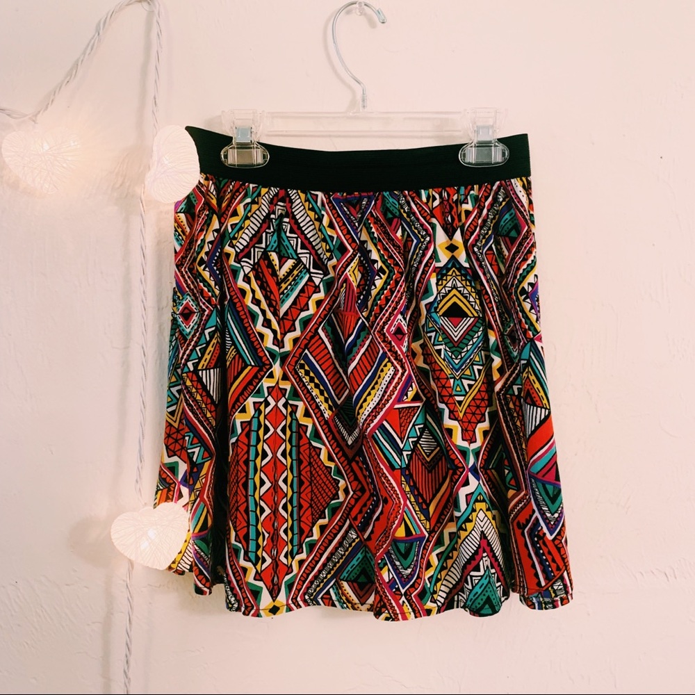 Material Girl Tribal Print Zipper Mini Skirt - Picture 2 of 4